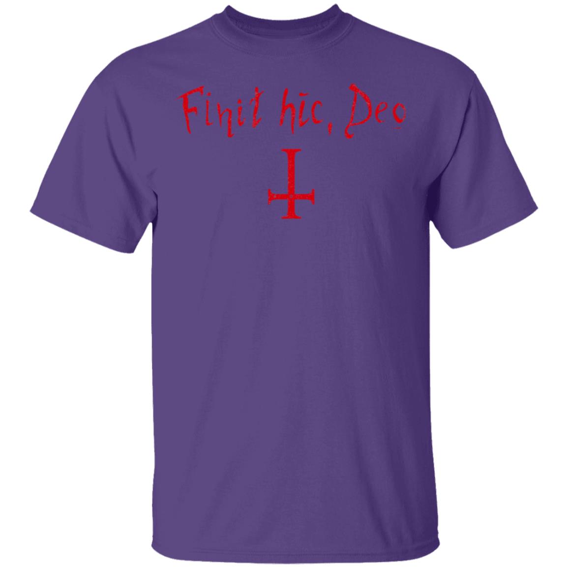 Finit HIC Deo God Ends Here Nun T-Shirt - The Upside Down Cross, Purple, Unisex T-Shirt