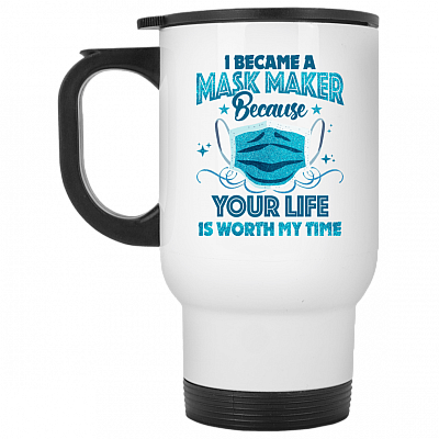 14 oz. White Travel Mug