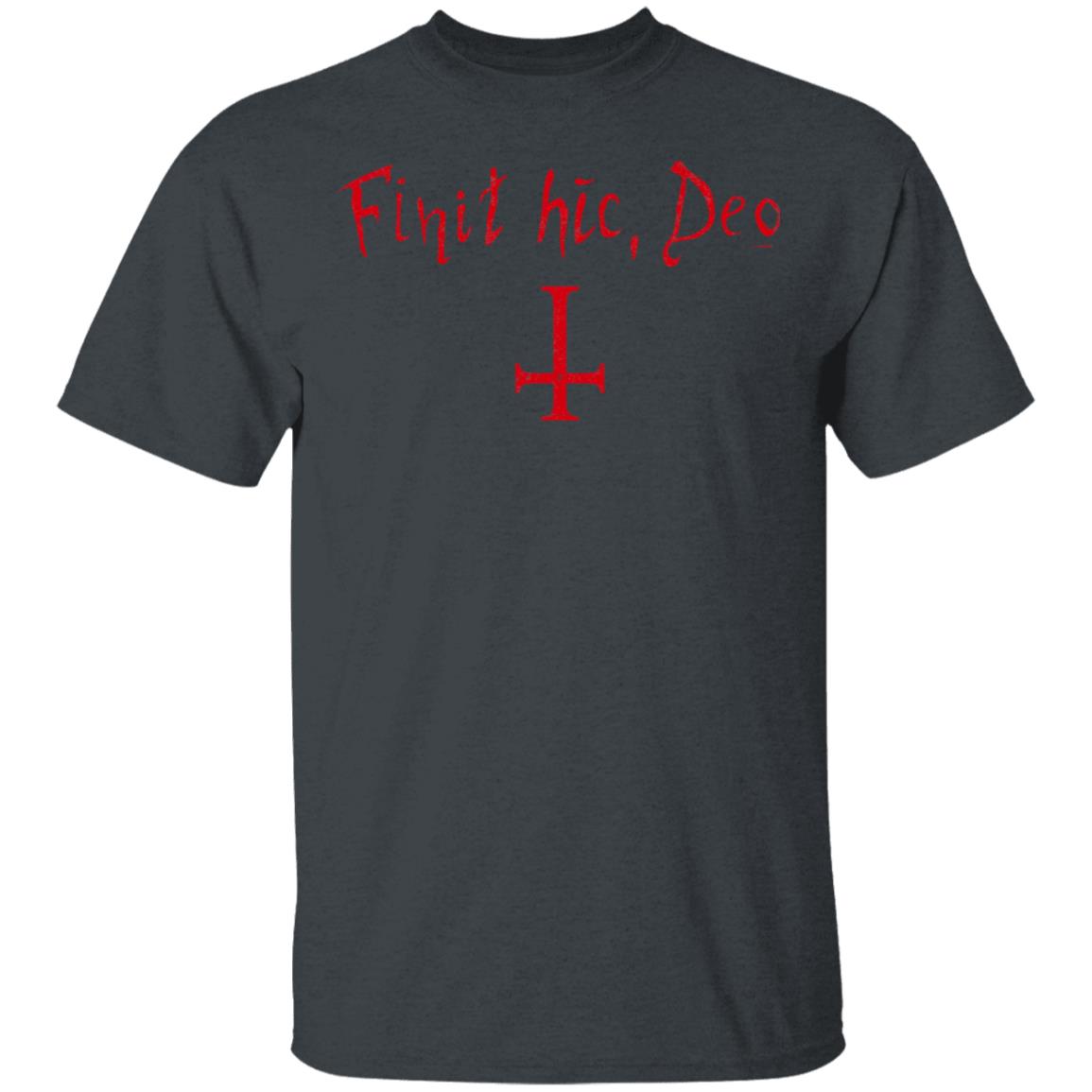 Finit HIC Deo God Ends Here Nun T-Shirt - The Upside Down Cross, Dark Heather, Unisex T-Shirt