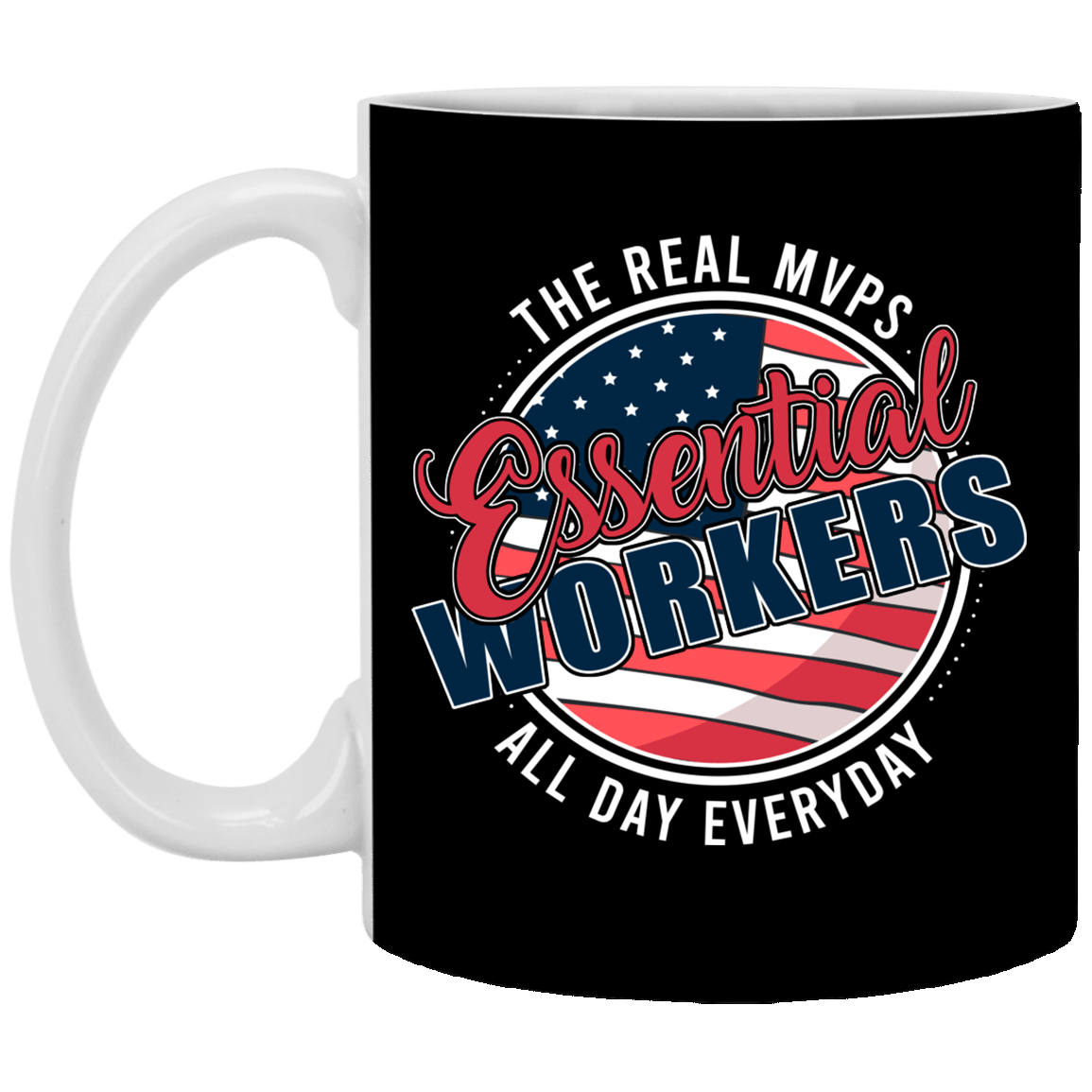Essential Workers The Real MVPs Ceramic Coffee Mug - Essential Employee Color Changing Mug, Black, 11 oz. White Mug Essential Workers The Real MVPs Ceramic Coffee Mug - Essential Employee Color Changing Mug, Black, 11 oz. White Mug