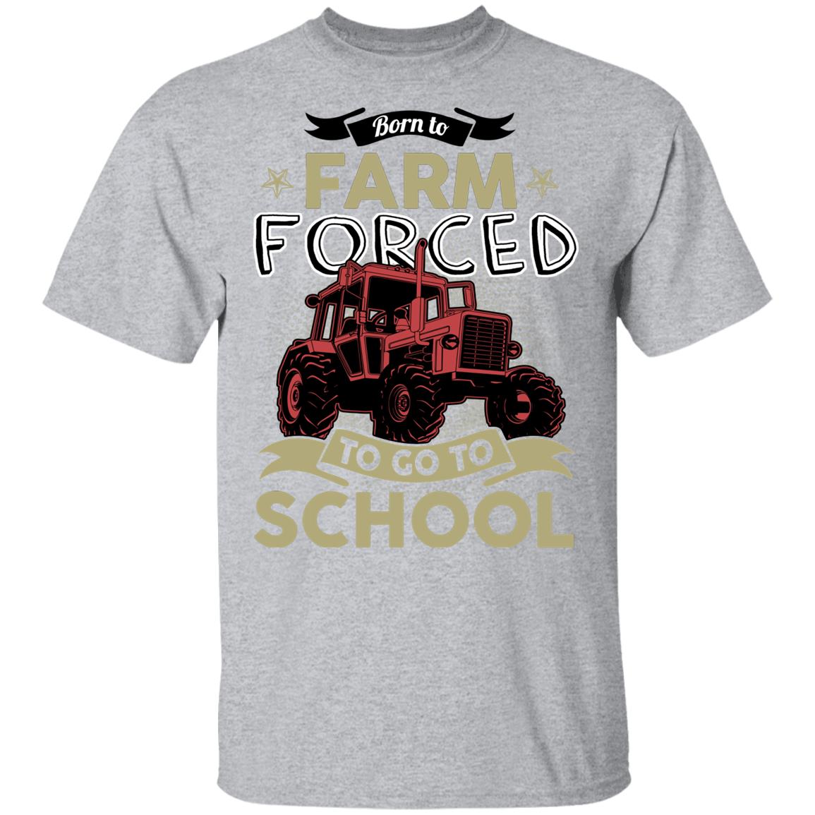 Born to Farm Forced Go to School Funny Tractor T-Shirt for Kids, Sport Grey, Youth T-Shirt