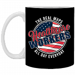 Healthcare Workers The Real MVPs Ceramic Coffee Mug - Nurse Appreciation Gifts Color Changing Mug, Black, 11 oz. White Mug