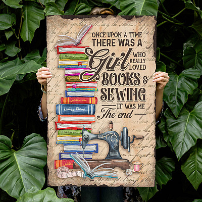 Once Upon a Time There Was a Girl Who Loved Books and Sewing Framed Canvas Prints - Unframed Poster