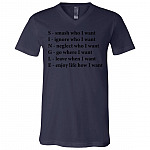 Single Funny Crossword Letters T-Shirt - Smash Ignore Neglect Go Leave Enjoy V-Neck Shirt, Navy, V-Neck T-Shirt