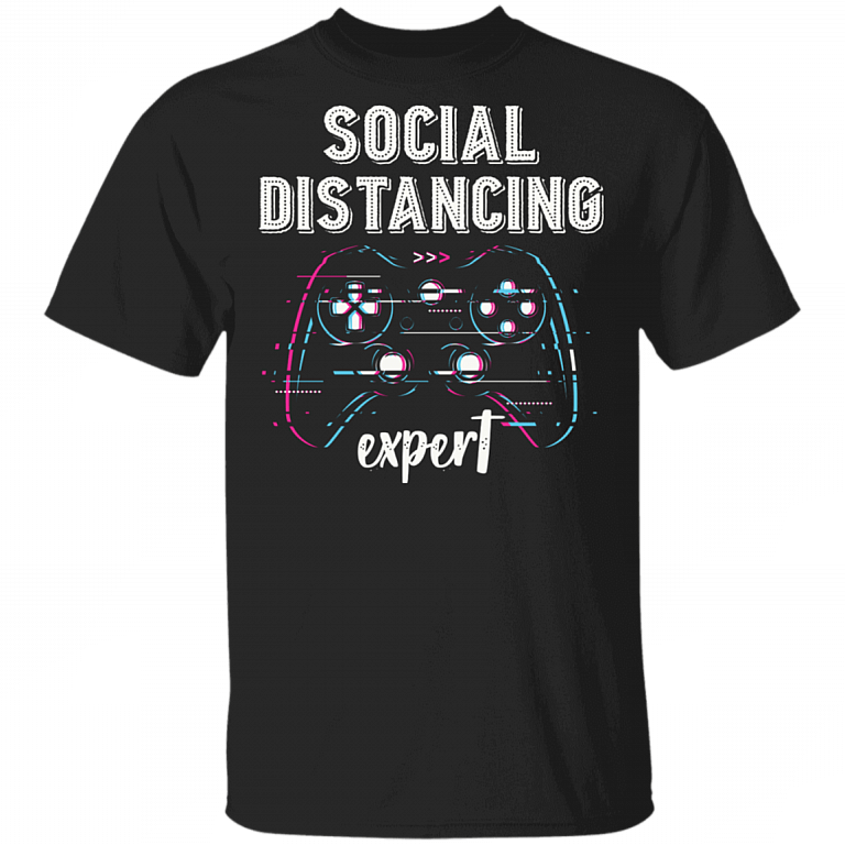 Social Distancing Expert T-shirt Gaming T-shirt, Black, Unisex T-Shirt