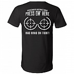 Passenger Instructions Press Em' Here and Hang On Tight Biker Print On Back T-Shirt - V-Neck Shirt, Black, V-Neck T-Shirt