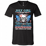 July Girl I Am Who I Am I Have Tattoos Pretty Eyes Thick Thighs and Cuss Too Much T-Shirt - V-Neck Tee, Black, V-Neck T-Shirt