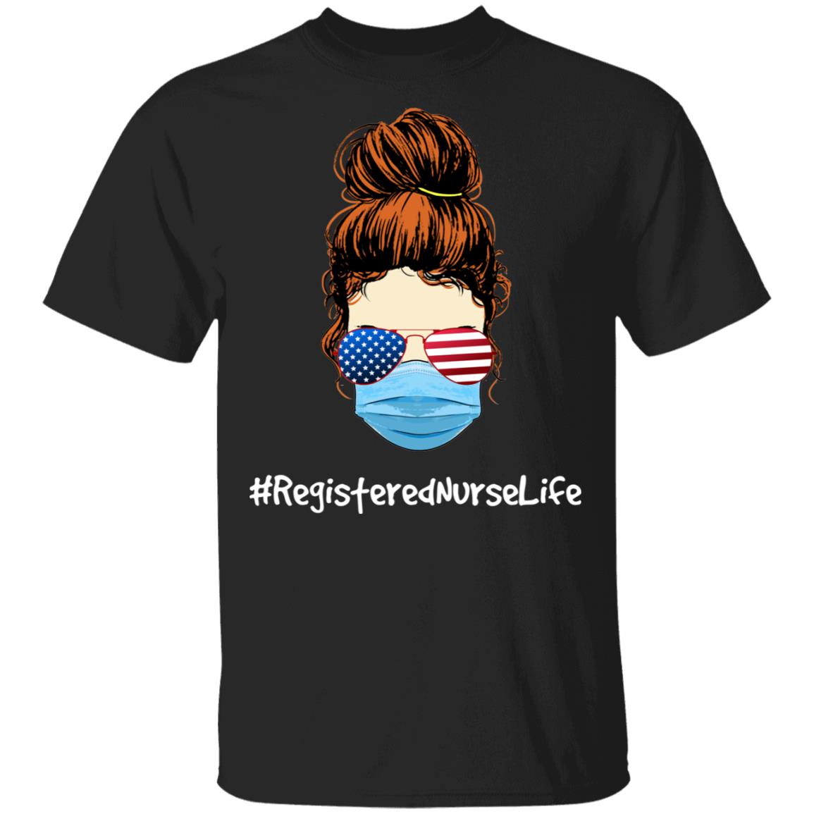 Registered Nurse Wearing American Flag Glasses T-Shirt - RN Gifts, Black, Unisex T-Shirt