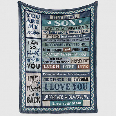 Alternative view of To My Beautiful Son Today Is A Good Day To Have A Great Day Fleece Blanket - Sherpa Blanket - Woven Blanket
