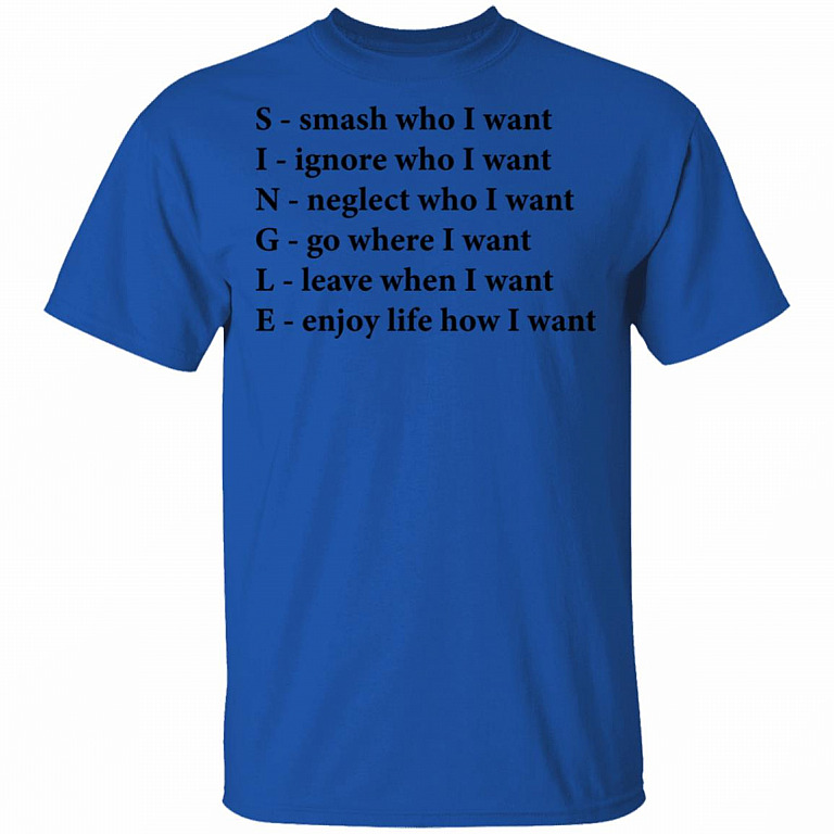 Single Funny Crossword Letters T-Shirt - Smash Ignore Neglect Go Leave Enjoy V-Neck Shirt, Royal, Unisex T-Shirt