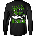 Weed Mom Like a Regular Mom but Higher Print on Back Only - Plain Front Hoodie - Sweatshirt - Long Sleeve Shirt, Black, Long Sleeve