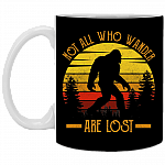 Not All Who Wander Are Lost - Bigfoot 2020 Vintage Ceramic Coffee Mug - Beer Stein - Water Bottle, Black, 11 oz. White Mug