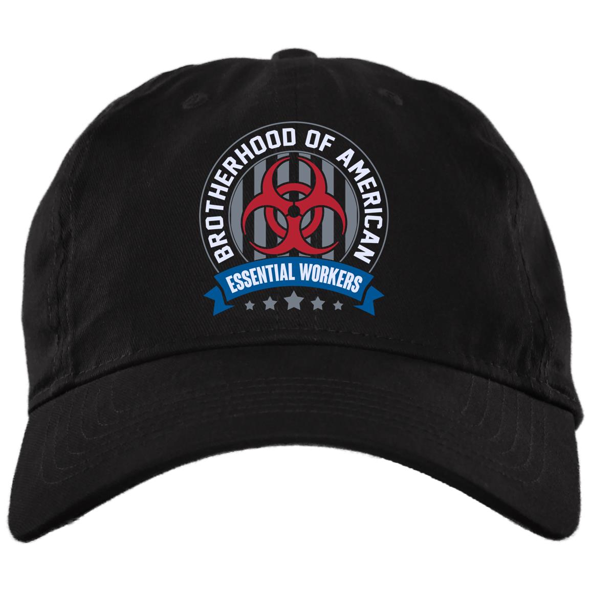 Brotherhood Of American Essential Workers Twill Cap - High-Profile Snapback -Trucker Hat, Black, Brushed Twill Dad Cap
