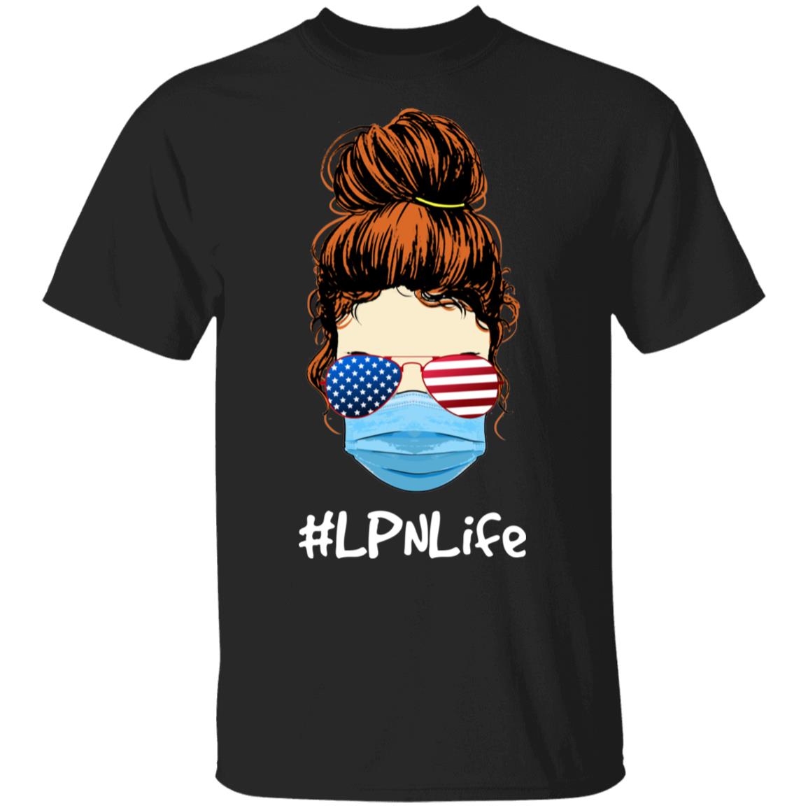 Licensed Practical Nurse Wearing American Flag Glasses T-Shirt - LPN Gifts, Black, Unisex T-Shirt
