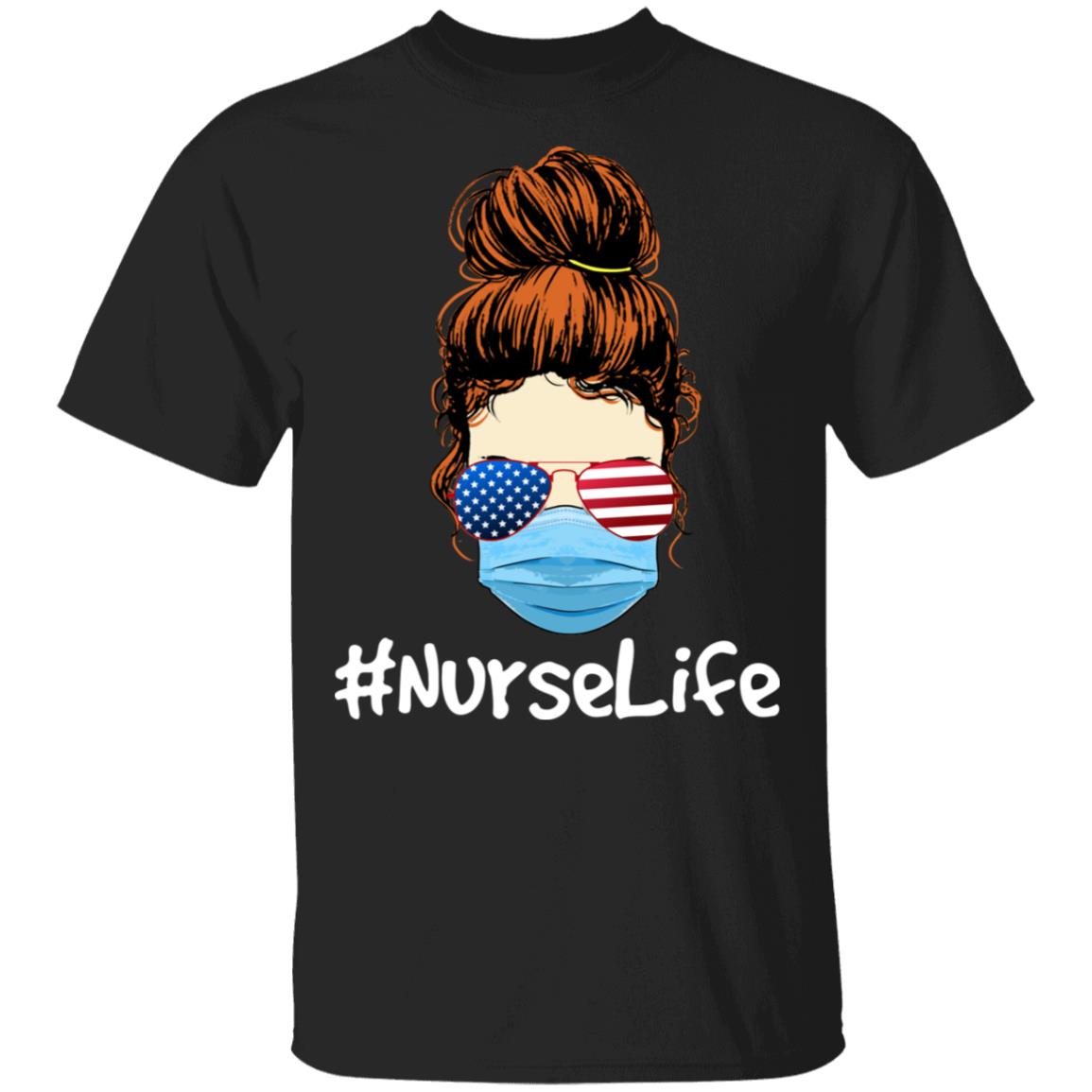 Nurse Life Wearing American Flag Glasses T-Shirt - Nurse Gifts, Black, Unisex T-Shirt