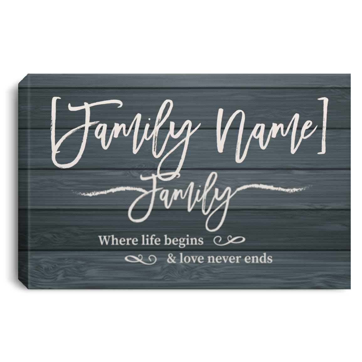 Personalized Family Name Where Life Begins and Love Never Ends Framed Canvas - Unframed Poster - Home Decor, White, 0.75'' Framed Canvas