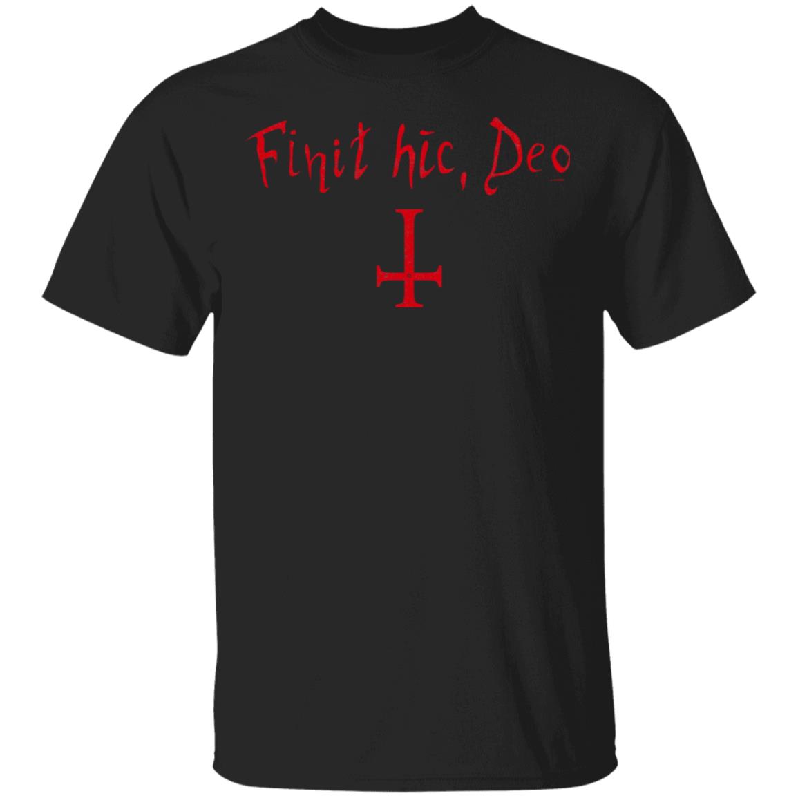 Finit HIC Deo God Ends Here Nun T-Shirt - The Upside Down Cross, Black, Unisex T-Shirt