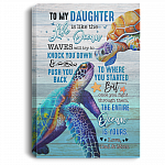 To My Daughter Life Is Like The Ocean From Dad Mom Saying Turtle Ocean Framed Canvas Unframed Poster Wall Art, Columbia Blue, 0.75'' Framed Canvas