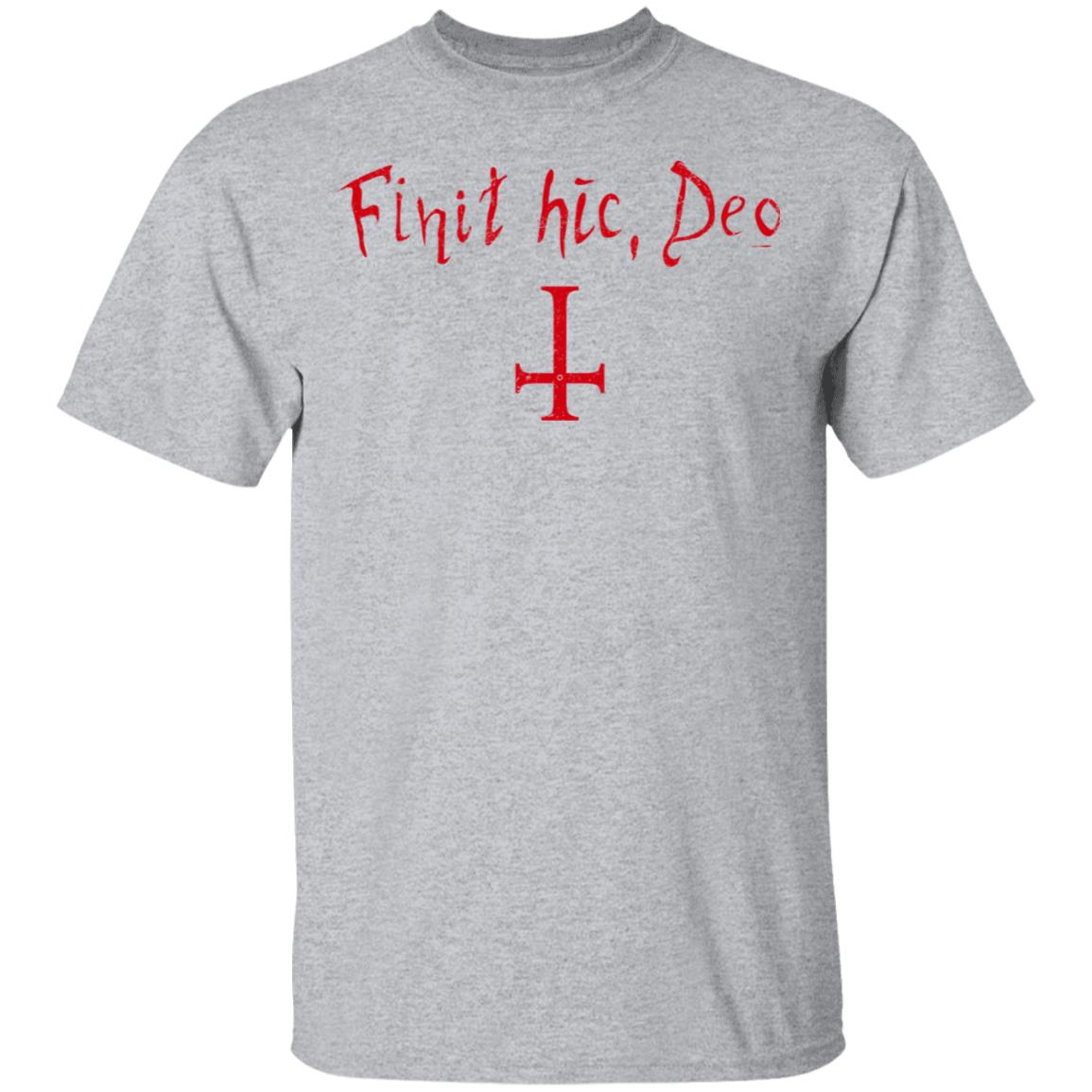 Finit HIC Deo God Ends Here Nun T-Shirt - The Upside Down Cross, Sport Grey, Unisex T-Shirt