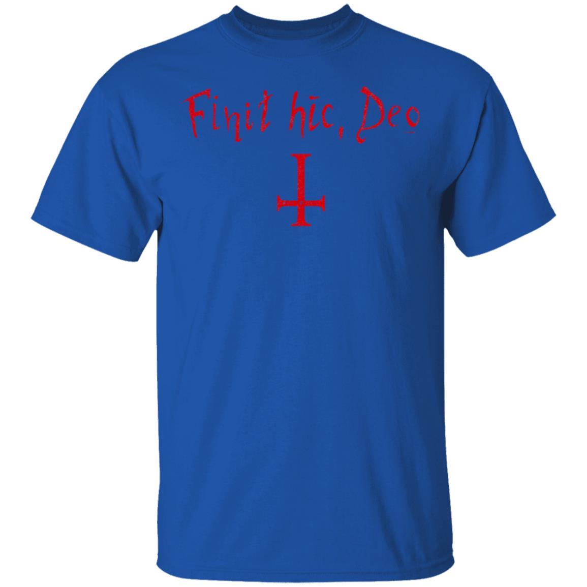 Finit HIC Deo God Ends Here Nun T-Shirt - The Upside Down Cross, Royal, Unisex T-Shirt