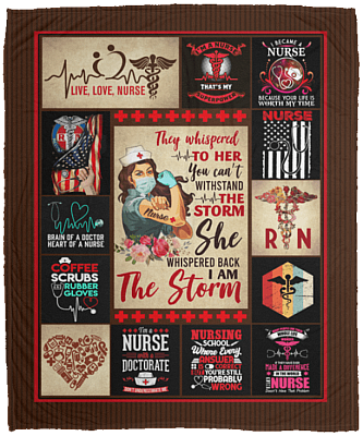 Nurse They Whispered to Her You Cannot Withstand The Storm Fleece Blanket - Premium Sherpa Blanket, White, Cozy Plush Fleece Blanket - 50x60
