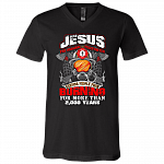 Jesus The Original Firefighter T-Shirt - V Neck, Black, V-Neck T-Shirt