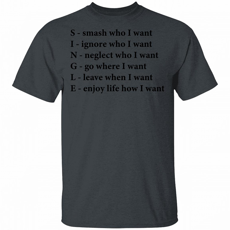 Single Funny Crossword Letters T-Shirt - Smash Ignore Neglect Go Leave Enjoy V-Neck Shirt, Dark Heather, Unisex T-Shirt