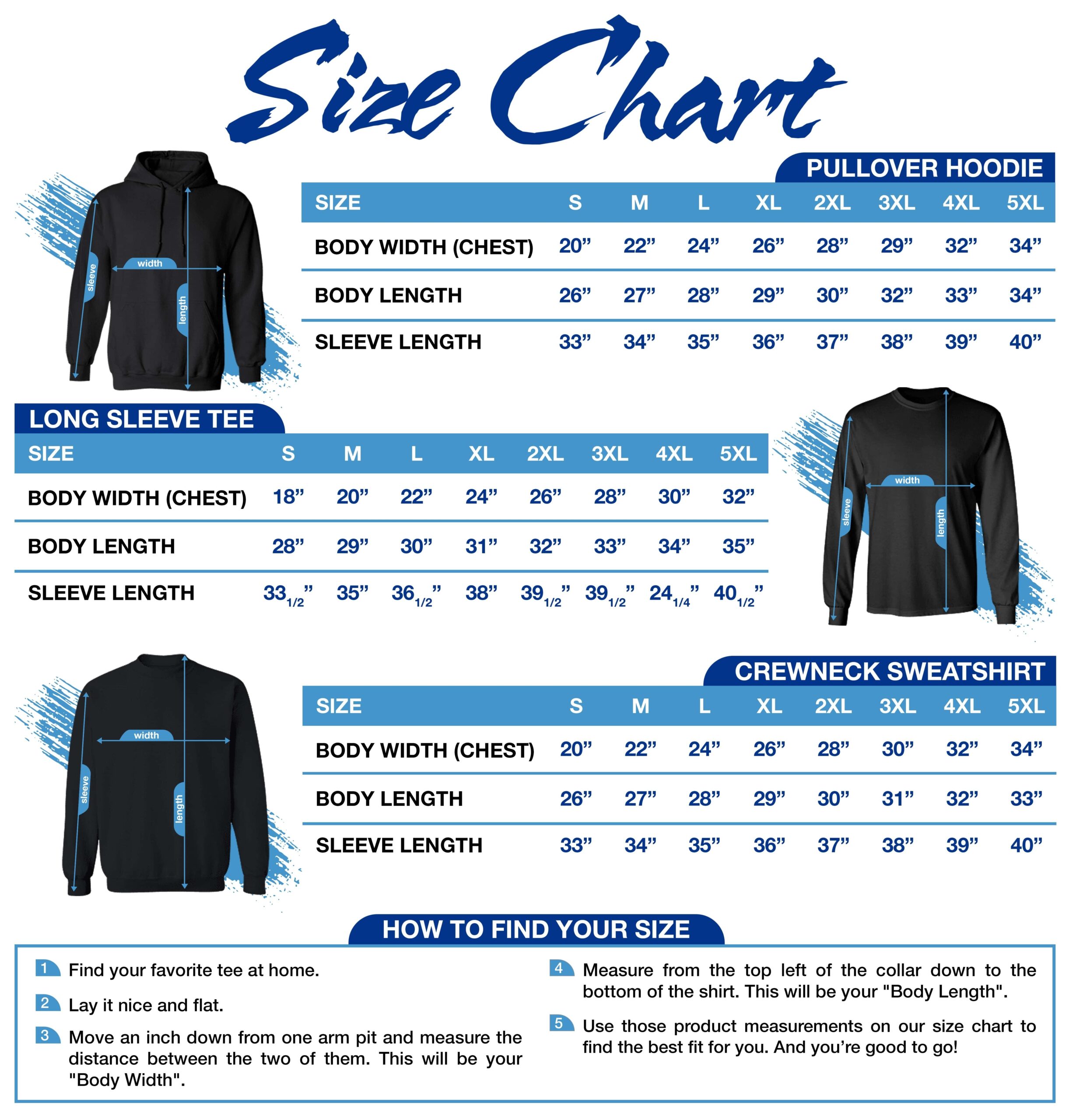 Hoodie Group Size Chart