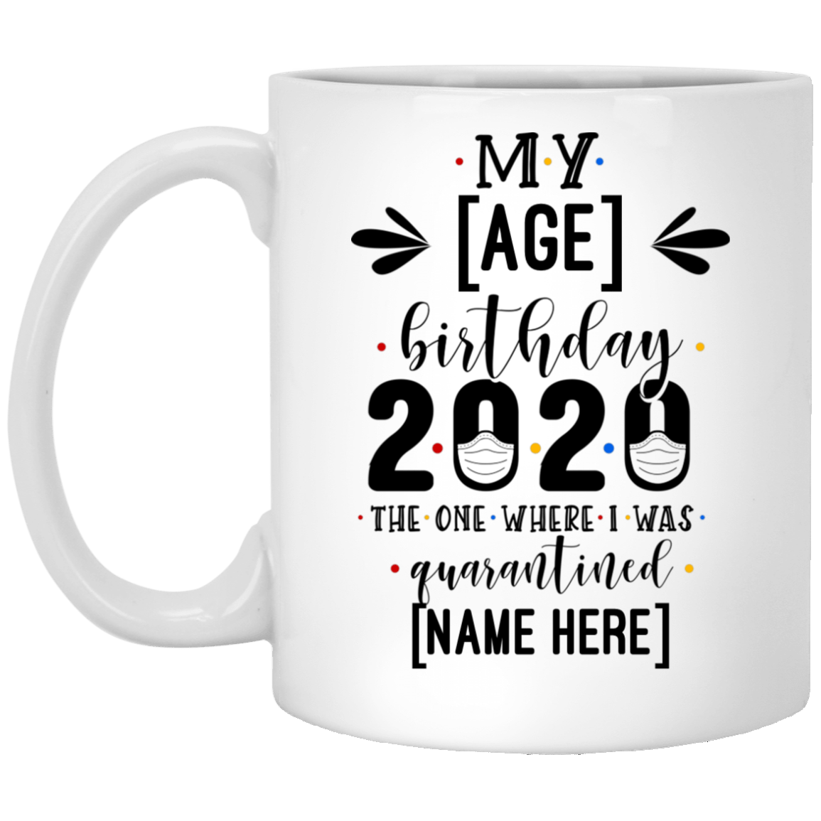 Personalized My Birthday the One Where I Was Quarantined Ceramic Coffee Mug - Beer Stein - Water Bottle, White, 11 oz. White Mug Personalized My Birthday the One Where I Was Quarantined Ceramic Coffee Mug - Beer Stein - Water Bottle, White, 11 oz. White Mug