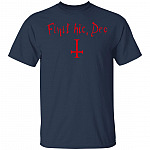 Finit HIC Deo God Ends Here Nun T-Shirt - The Upside Down Cross, Navy, Unisex T-Shirt