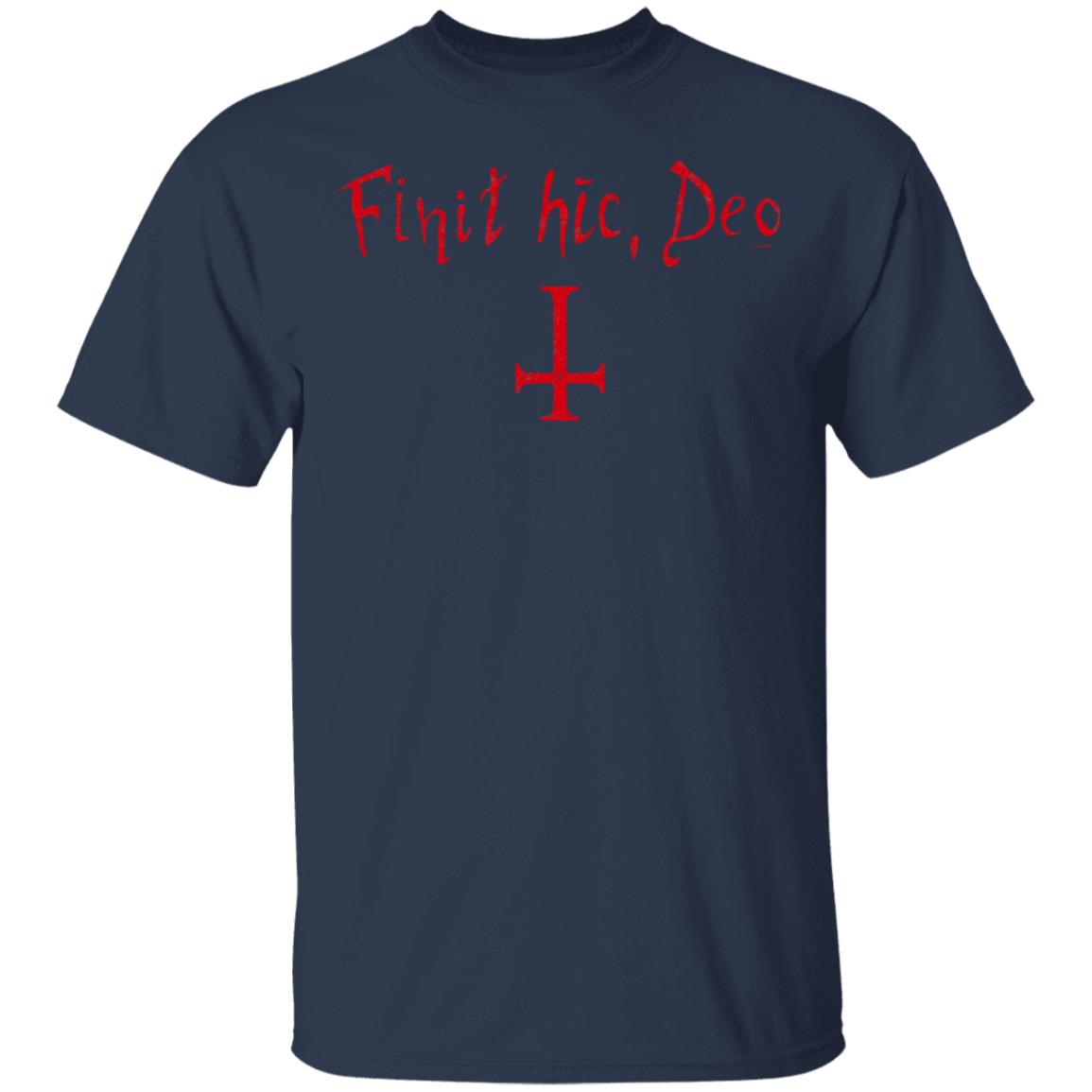 Finit HIC Deo God Ends Here Nun T-Shirt - The Upside Down Cross, Navy, Unisex T-Shirt