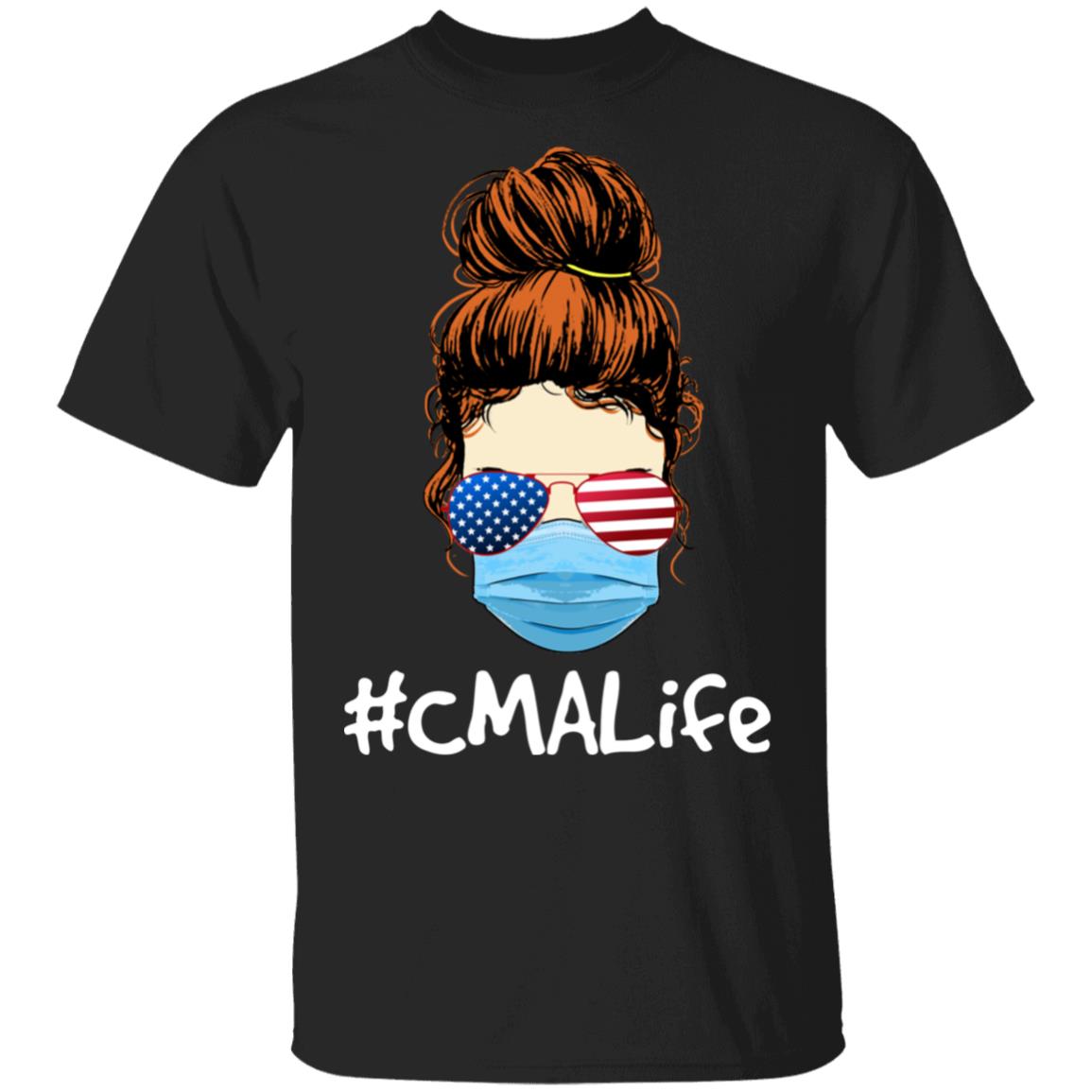 Certified Medical Assistant Wearing American Flag Glasses T-Shirt - CMA Gifts, Black, Unisex T-Shirt