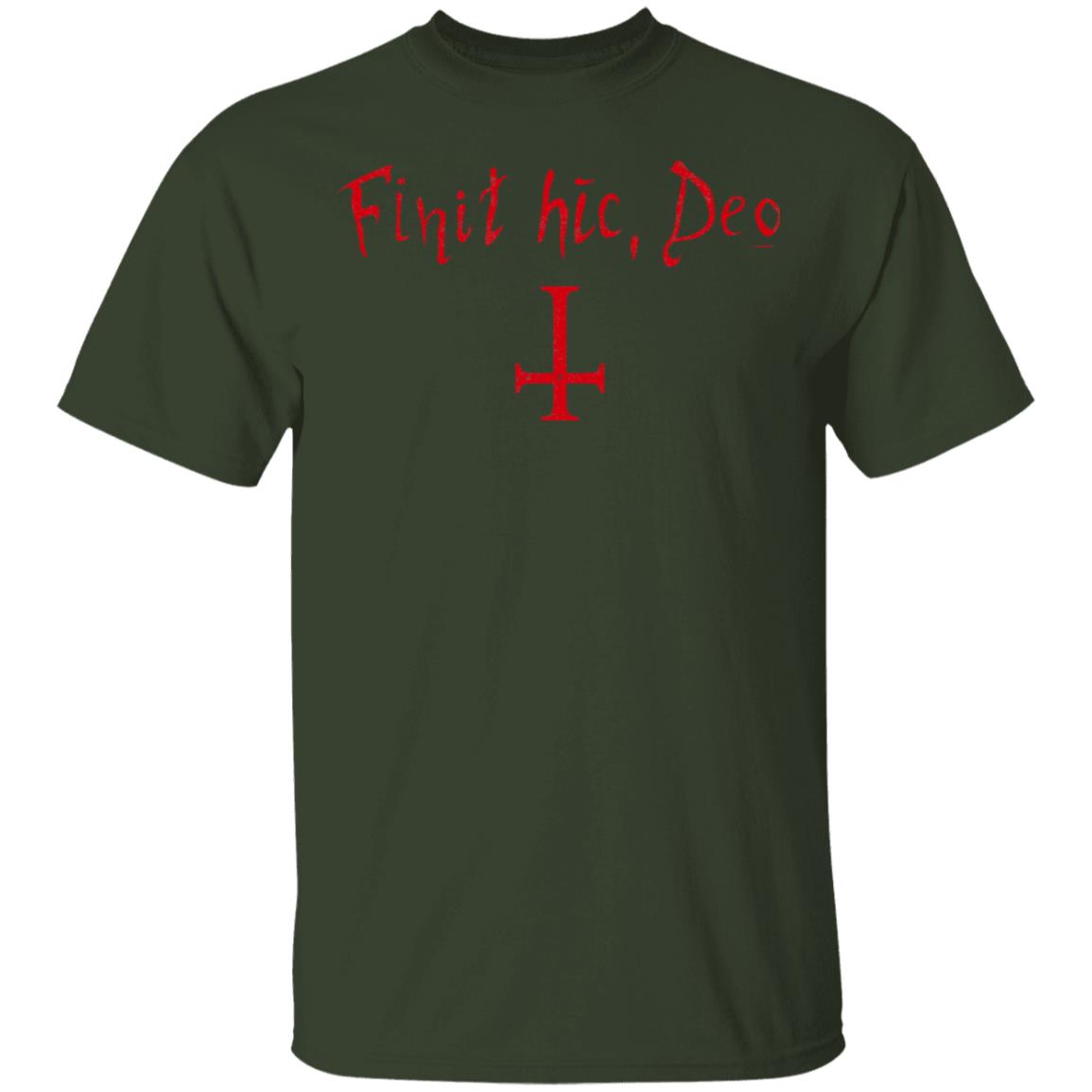 Finit HIC Deo God Ends Here Nun T-Shirt - The Upside Down Cross, Forest, Unisex T-Shirt