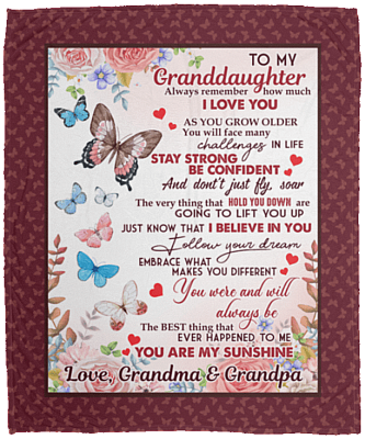 To My Granddaughter Always Remember How Much I Love You - Love Grandma Grandpa Fleece Blanket-Premium Sherpa Blanket