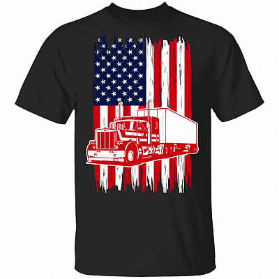 USA Flag Truck Drivers T-Shirt - Truck Driver Shirts For Men