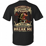 September Girl I'm A Warrior Of Christ A Woman Of Faith My Scars Tell A Story Print On Back T-Shirt, Black, Unisex T-Shirt