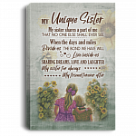 My Sister Shares A Part Of Me Gallery Wrapped Framed Canvas Prints - Unframed Poster - Home Decor Wall Art, Gray, 0.75'' Framed Canvas