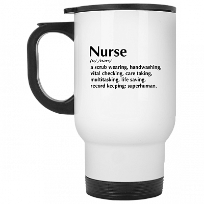 14 oz. White Travel Mug