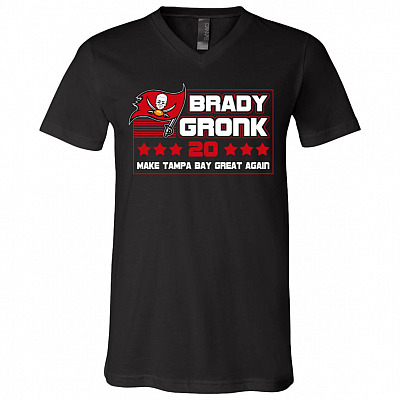 Brady Gronk 20 Make Tampa Bay Great Again Funny Political T-Shirt - V-Neck Shirt, Black, V-Neck T-Shirt