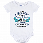 Personalized Name I Was Handpicked By A Special Angel My Grandpa Cute Baby Onesie - Baby Infant Bodysuit, White, Baby Onesie - 12 Month
