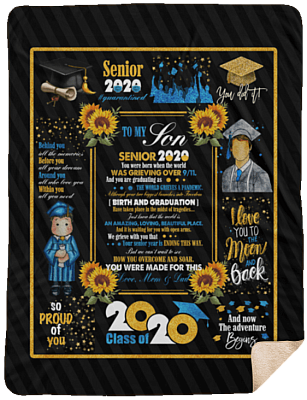 From Mom Dad To My Son Senior 2020 You Were Born When The World Was Grieving 9/11 Fleece Sherpa Woven Blanket