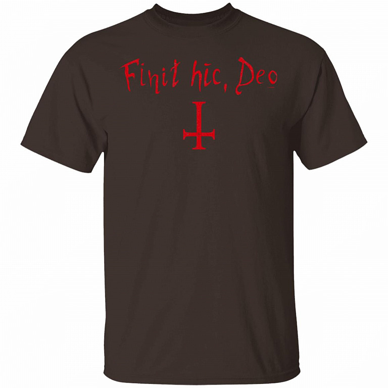 Finit HIC Deo God Ends Here Nun T-Shirt - The Upside Down Cross, Dark Chocolate, Unisex T-Shirt