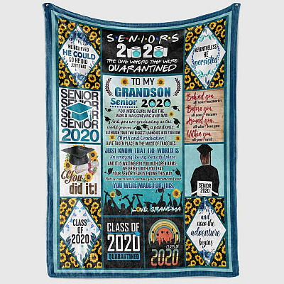 Alternative view of To My Grandson Senior 2020 You Were Born When The World Was Grieving From Grandma Fleece Blanket - Premium Sherpa Blanket
