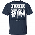 Jesus Washed Away My Sin Psalm 51:2 - Christian T-Shirt, Navy, Unisex T-Shirt