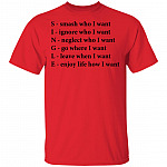 Single Funny Crossword Letters T-Shirt - Smash Ignore Neglect Go Leave Enjoy V-Neck Shirt, Red, Unisex T-Shirt
