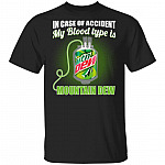 in Case of Accident My Blood Type is Mountain New T-Shirt, Black, Unisex T-Shirt