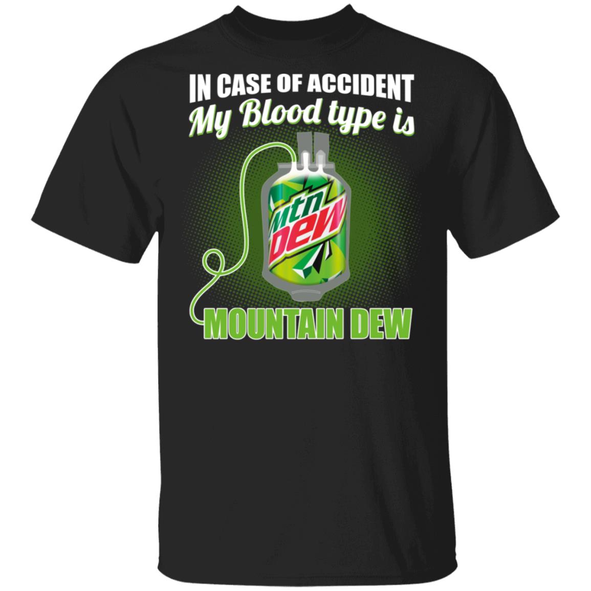 in Case of Accident My Blood Type is Mountain New T-Shirt, Black, Unisex T-Shirt
