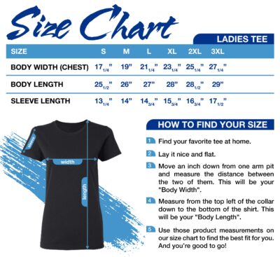 Custom Apparel Ladies T-Shirt Size Chart