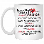 Signs That You're A Nurse Scrubs Napping Ceramic Coffee Mug - Nurse Appreciation Gifts Mug