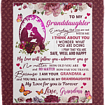 To My Granddaughter Everyday That You Are Not With Me Fleece Blanket - Premium Sherpa Blanket - Woven Blanket, Maroon, Cozy Plush Fleece Blanket - 50x60